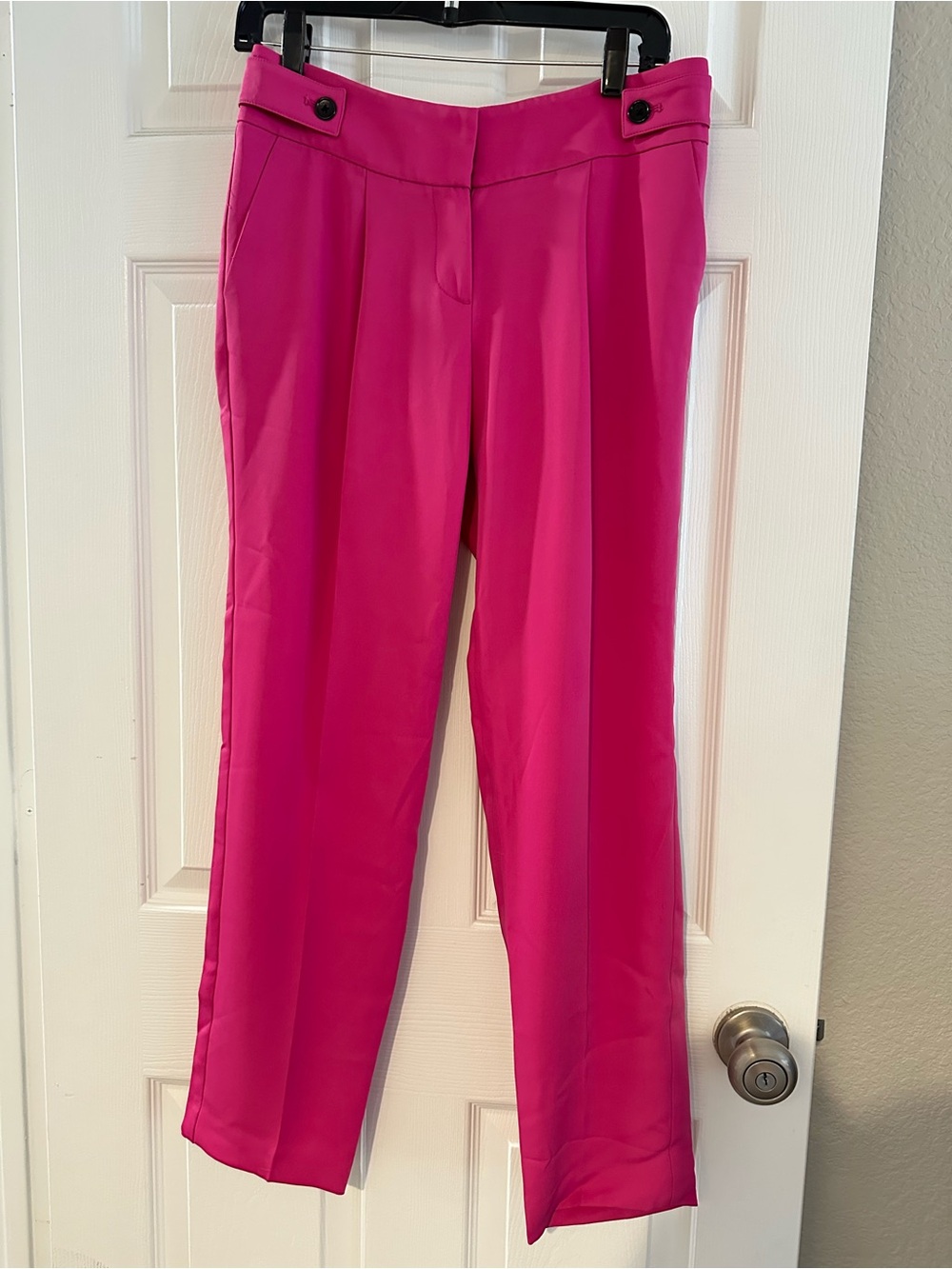 Ann Taylor Hot Pink High Rise Pleated Ankle Trousers Pants Size 2 - Picture 3 of 7